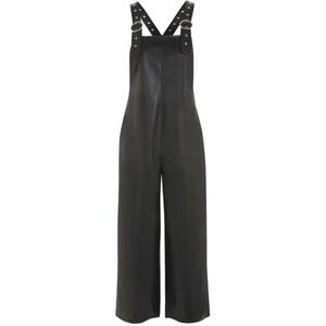 Topshop faux leather black overall culotte pants